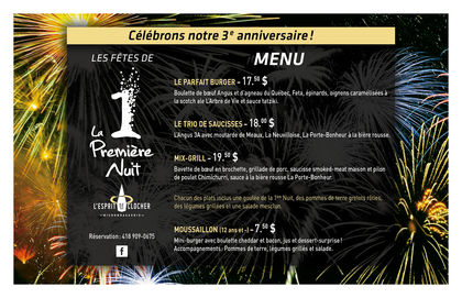 MENU - Les Fêtes de la 1ère Nuit !